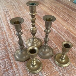 Vintage Brass Candle Holder Set